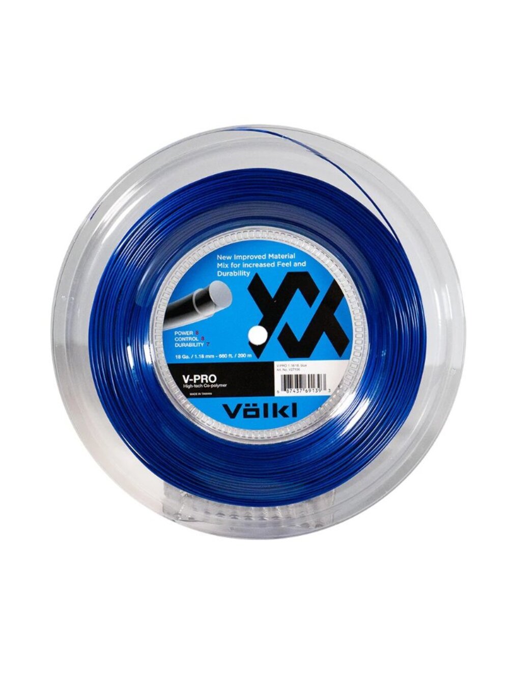 VOLKL V-Pro Tennis Strings Reel 660 Ft. 200 M. Polyester 18 Gauge 1.18 mm Blue